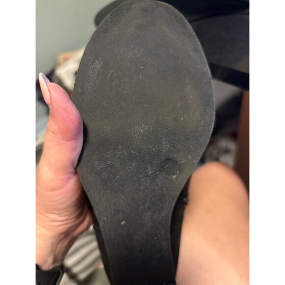 Jeossy Black Leather Wedge Ankle Boots With Buckle Side Zipper Sz 10M - Picture 12 of 14